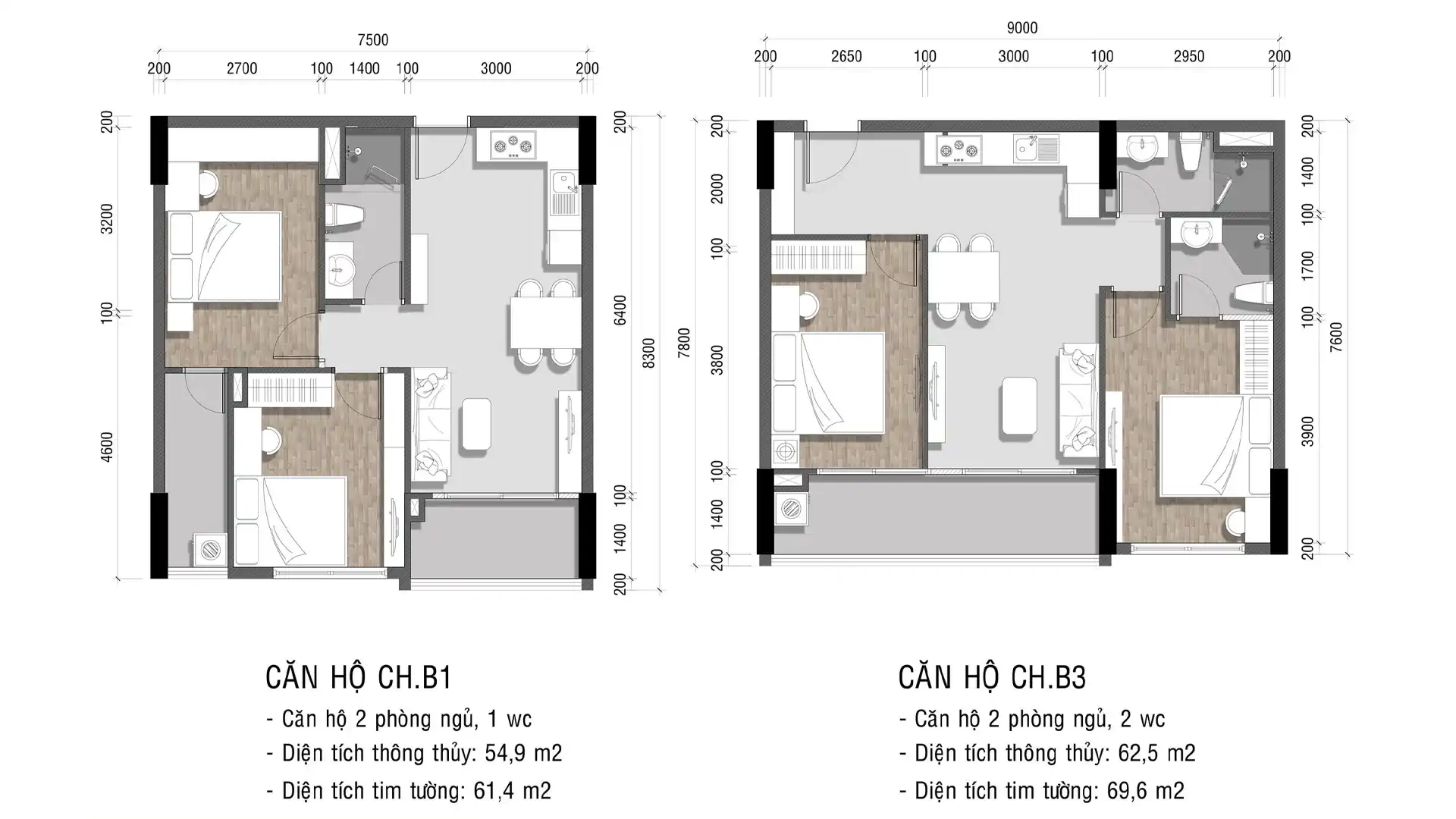 Căn hộ 2 phòng ngủ Ava Center Thuận Giao